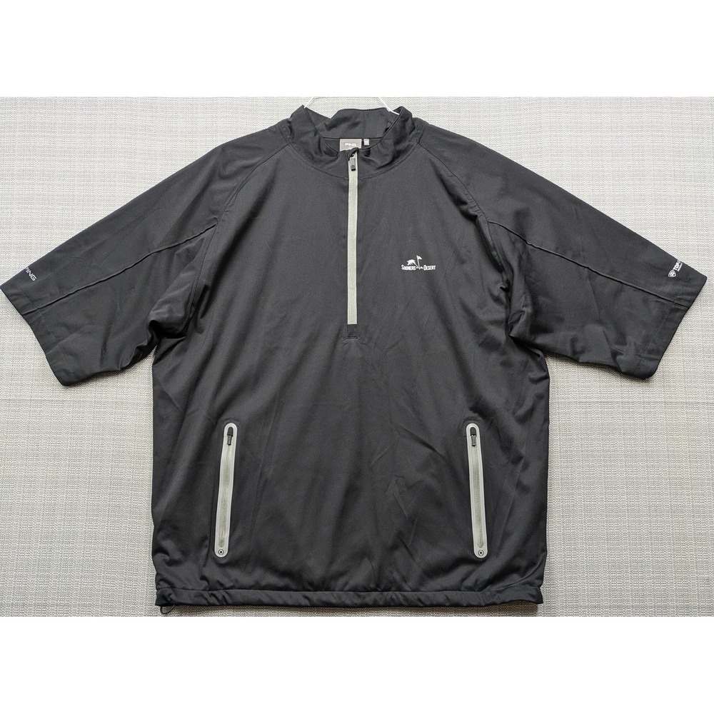 PING Sensordry Windbreaker Jacket Mens 2XL Black 1/2 Zip Golf Short Sleeve